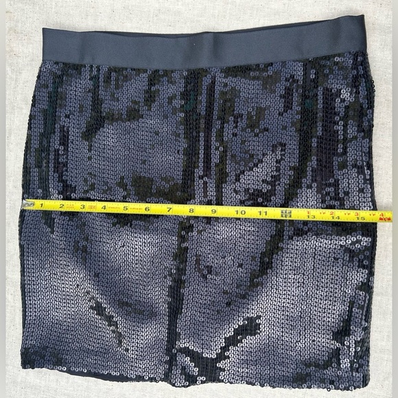 NWOT🌟VINTAGE🌟black sequined mini skirt overlapping draped front side zip… - Picture 13 of 15